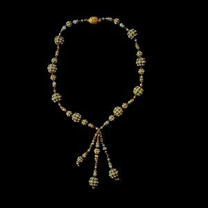 Beautiful Semi-precious Stone and Crystal Necklace by Ladybeads 18”